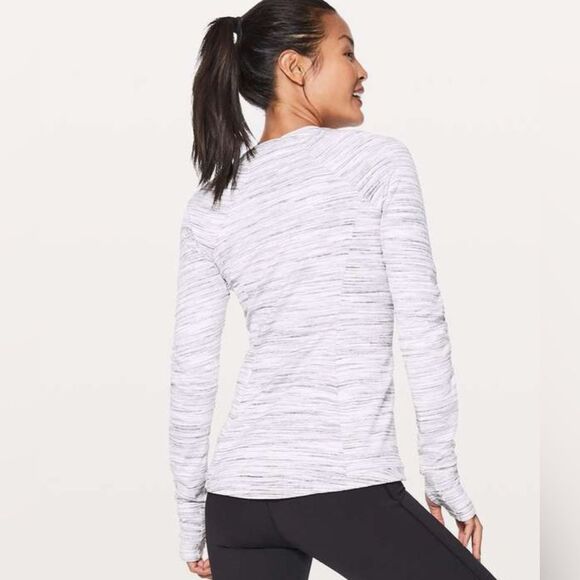 Lululemon Runderful Long Sleeve Space Dye Camo White Silver Spoon Size 8 - Picture 3 of 9
